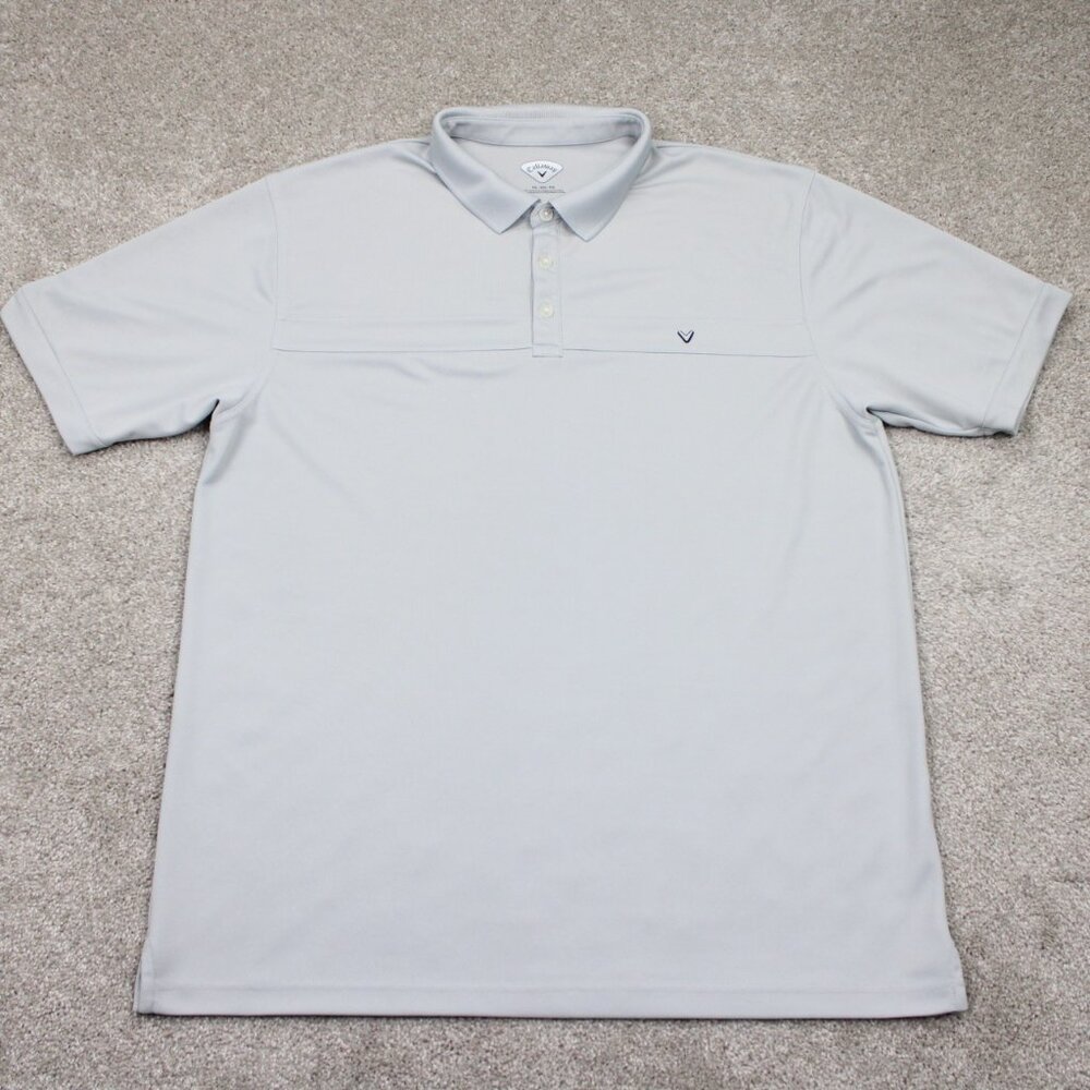 Callaway Polo Shirt Mens 2XL XXL‎ Gray Polyester Stretch S/S Golf Pullover